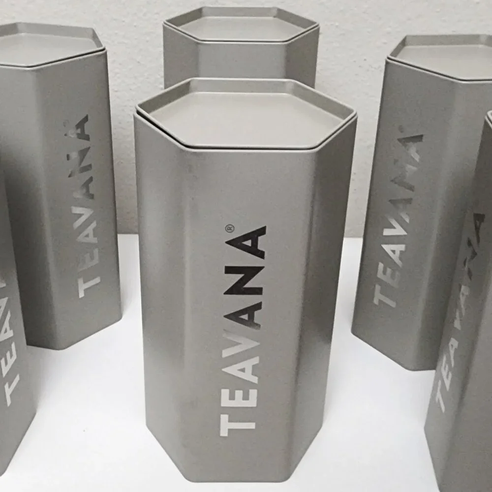 Set of 4Teavana NEW Collectible Stone Gray Special Edition Honeycomb Tea Tin w/L